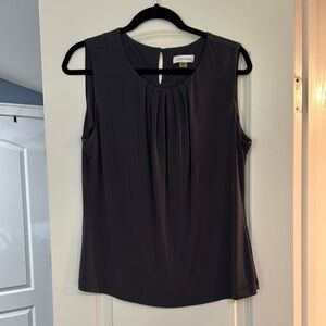 Calvin Klein Black Sleeveless Pleated Blouse